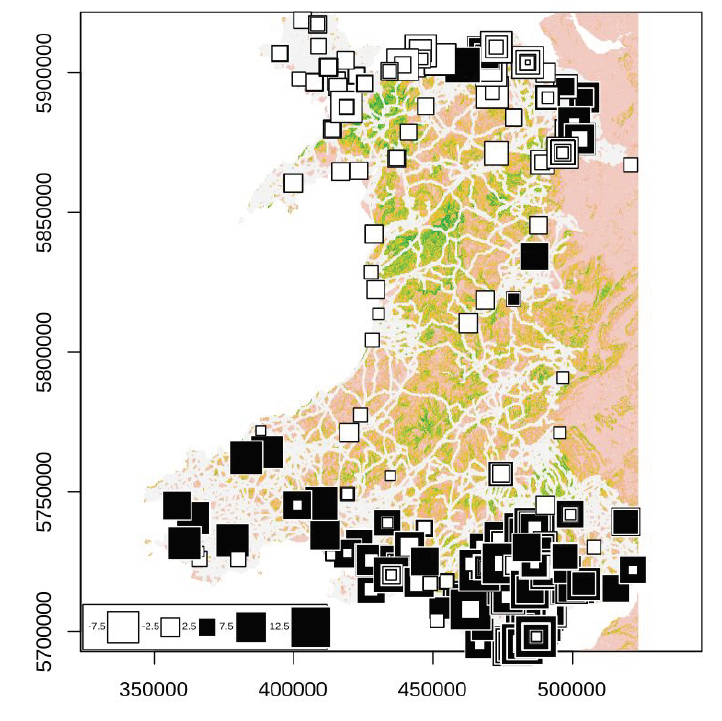 Figure 4 Visualisation of the extent of local transmission for cases in Wales up to the end of August