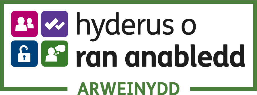 Logo Hyderus o ran anabledd arweinydd