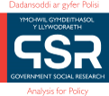 Logo Ymchwil Gymdeithasol y Llywodraeth 'GSR'